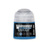 Warhammer tone pro scinari blue paint bottle with translucent plastic body and black label with white text 12ml