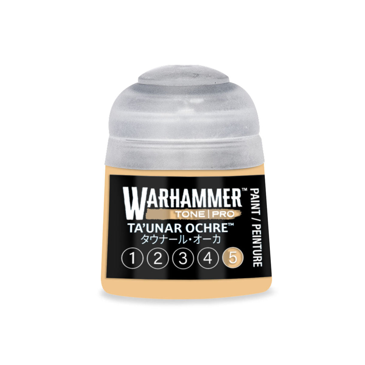 A small translucent plastic bottle of warhammer tone pro paint in the shade taunor ochre 12ml product image