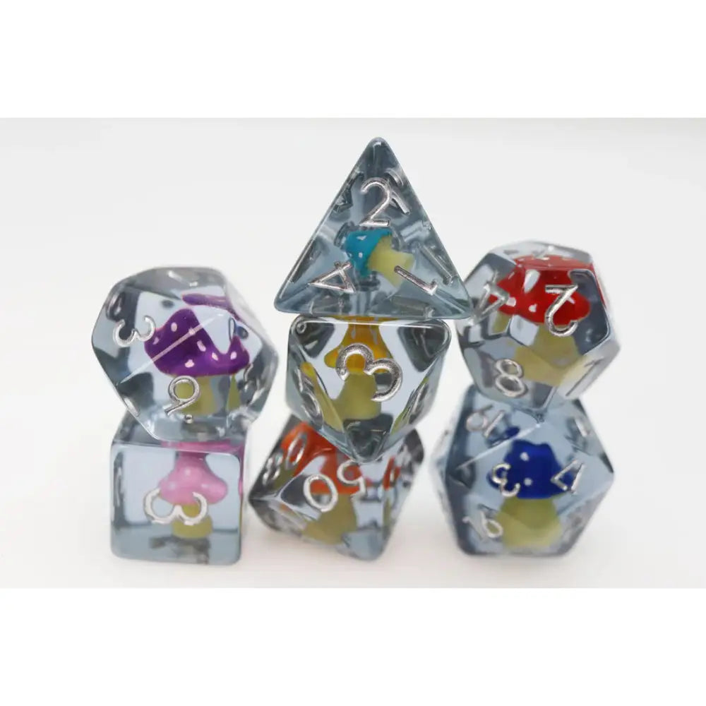 Whimsical Mushrooms Polyhedral (D&D) Dice Set (7) - Dice & Dice Supplies