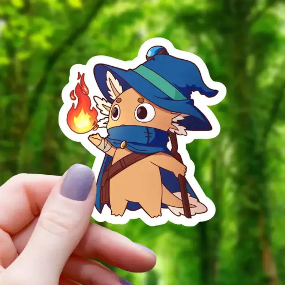 Wizard Axolotl with Fireball Sticker - Gifts