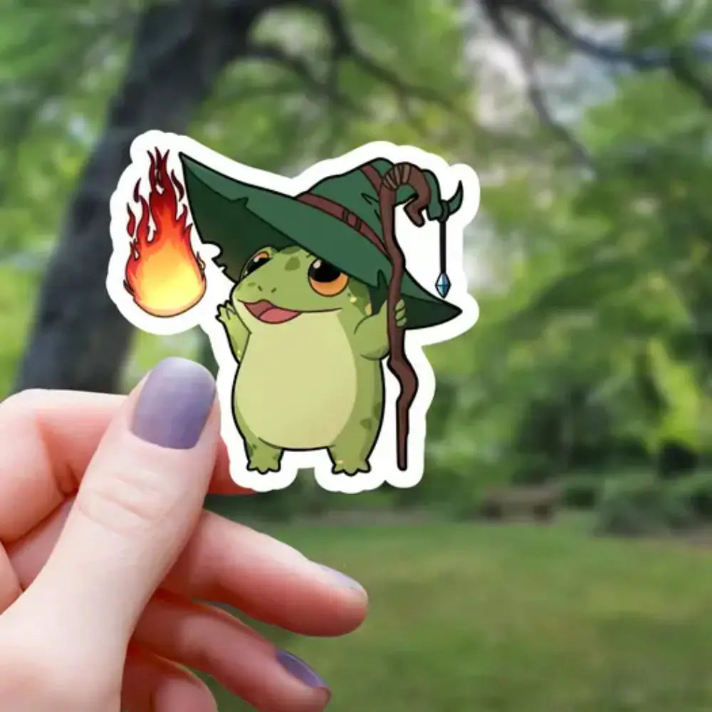 Wizard Frog with Fireball Sticker - Gifts