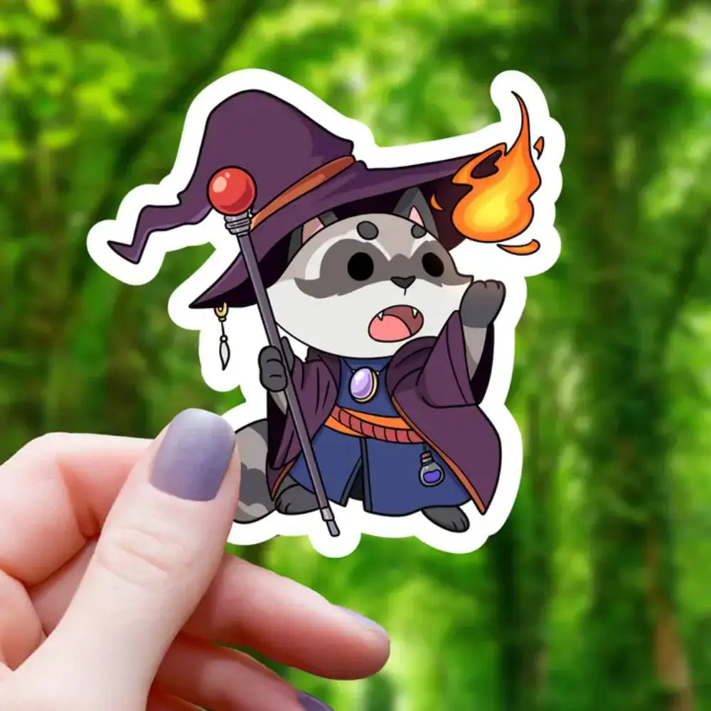 Wizard Raccoon Sticker - Toys & Gifts