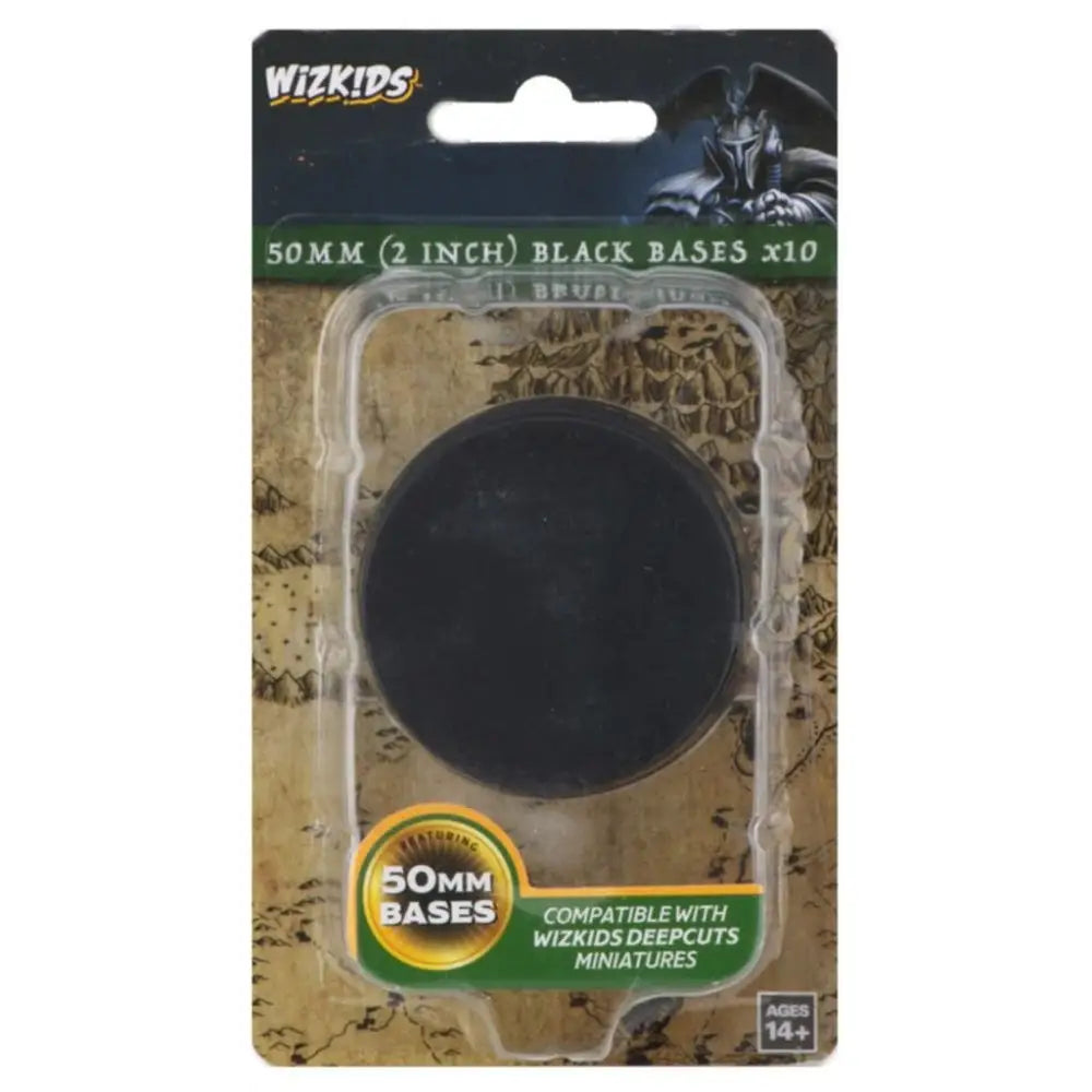 WizKids Deep Cuts Unpainted Miniatures: 50mm Round Base (10) Black Tokens & Counters WizKids   
