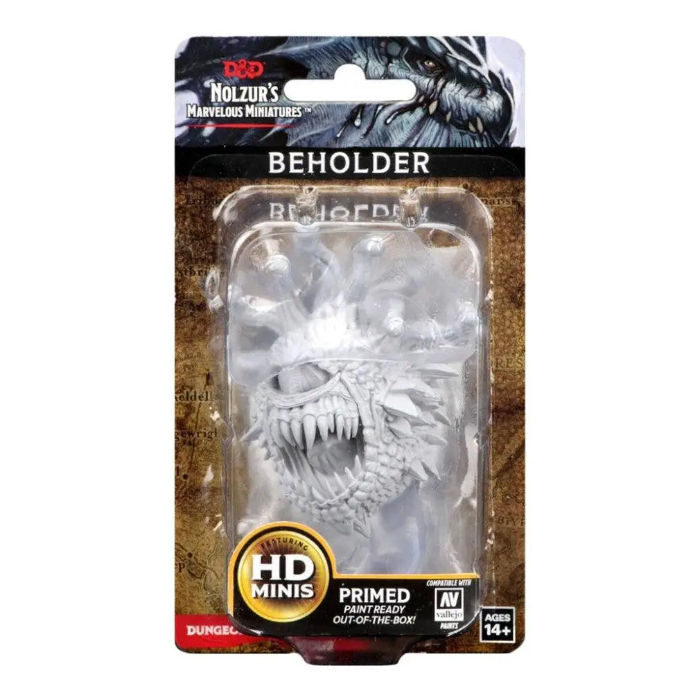 Unpainted white plastic beholder miniature from dnd marvelous miniatures by WizKids packaged in clear blister pack