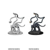 Unpainted and painted black multi-tailed displacer beast monster miniatures on circular bases by WizKids
