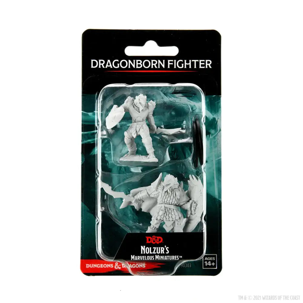 WizKids Unpainted Dragonborn Male Fighter (2) - Roleplaying Games