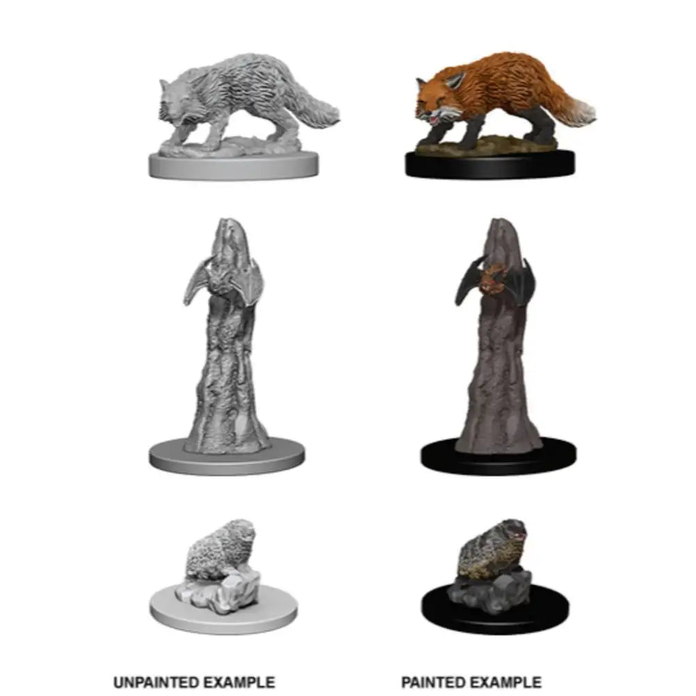 WizKids Unpainted Familiars Wolf Bat and Badger (3) - Roleplaying Games