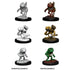 Wizkids unpainted grung 3 miniature frog figures with detailed sculpted features on black circular bases in various poses