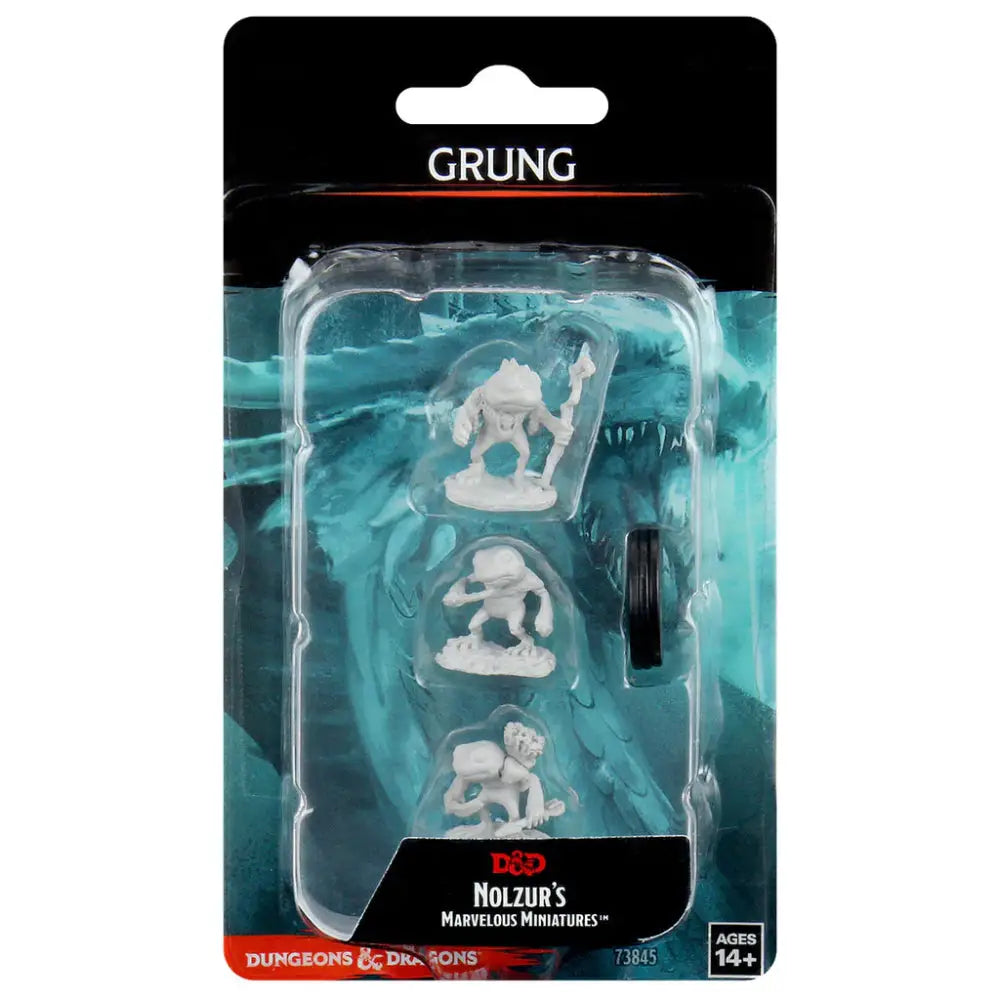 White plastic unpainted grung miniatures set of three from dungeons and dragons nolzurs marvelous miniatures line in blister pack