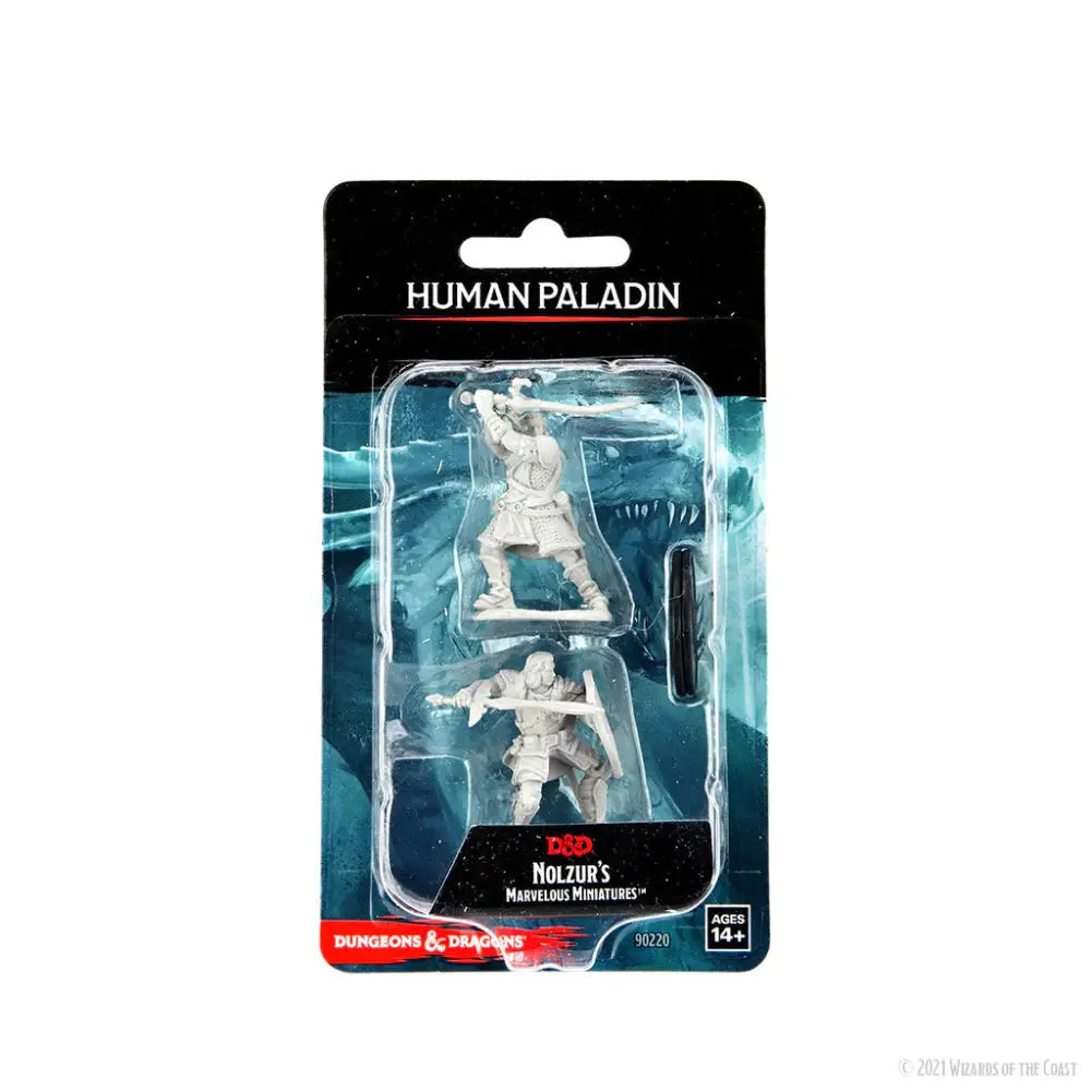 Unpainted plastic human male paladin miniatures from Dungeons and Dragons Nolzurs marvelous miniatures by WizKids