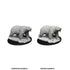 WizKids unpainted polar bear miniatures showing painted and unpainted gray resin figures on black bases