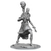 Gray resin miniature of a bald muscular humanoid stone giant with tribal clothing by wizkids unpainted model