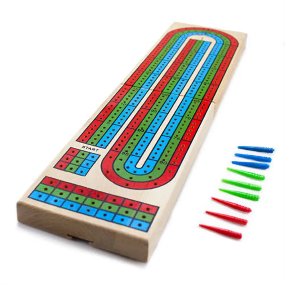 Wooden 3-Track Cribbage Board Board Games Brybelly   