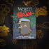 Gray hard enamel pin with gold trim depicting a bird in a police-style hat from world of trash avian assault series