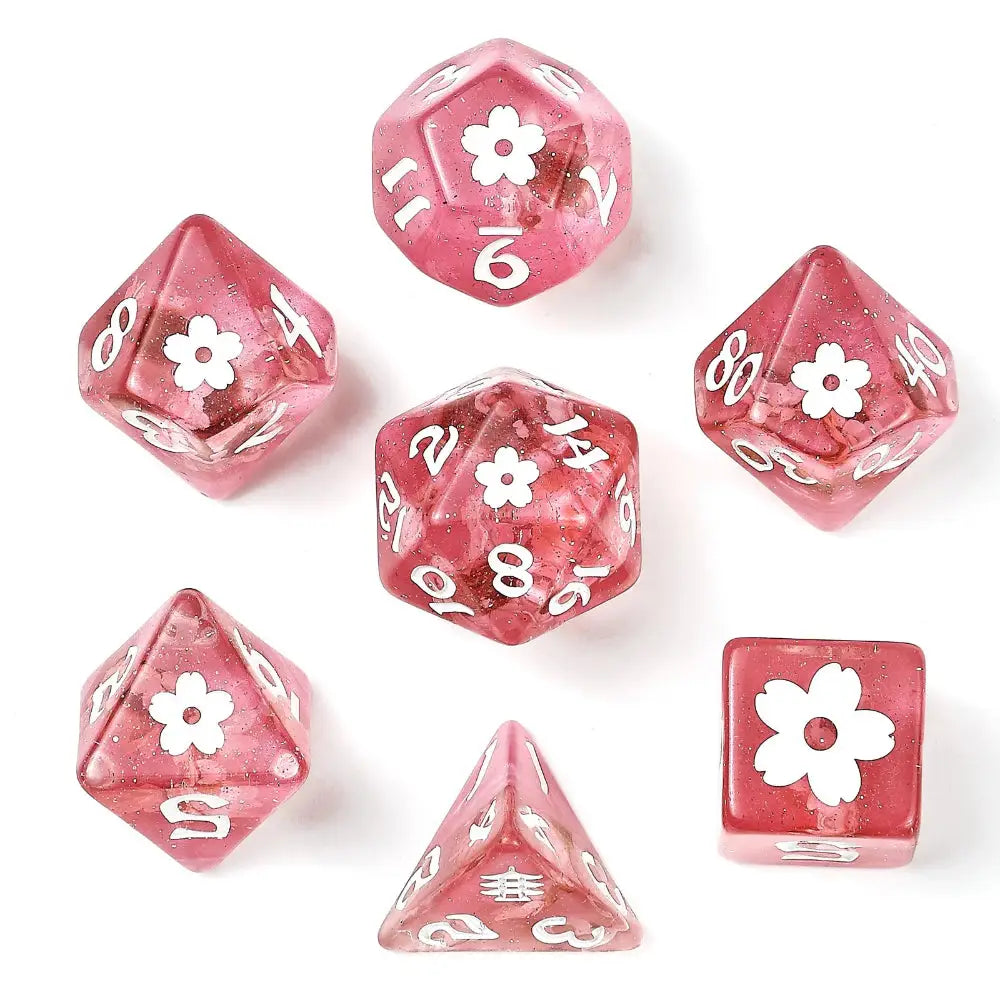 Wyrmforged Rollers Sakura Blossom Polyhedral (D&D) Dice Set (7) - Dice & Dice Supplies
